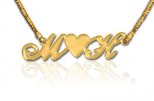 18K Gold Plated Middel Heart with Initials 